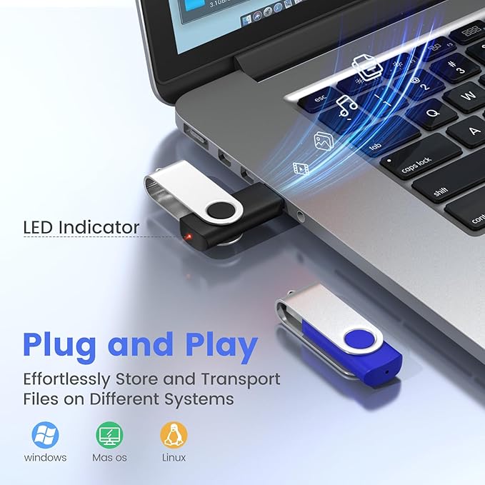 ABLAZE Personalized USB 8GB Flash Drive 10 Pack, USB 2.0 Custom Thumb Drives Personalized Pendrive Memory Stick (Mixcolors)