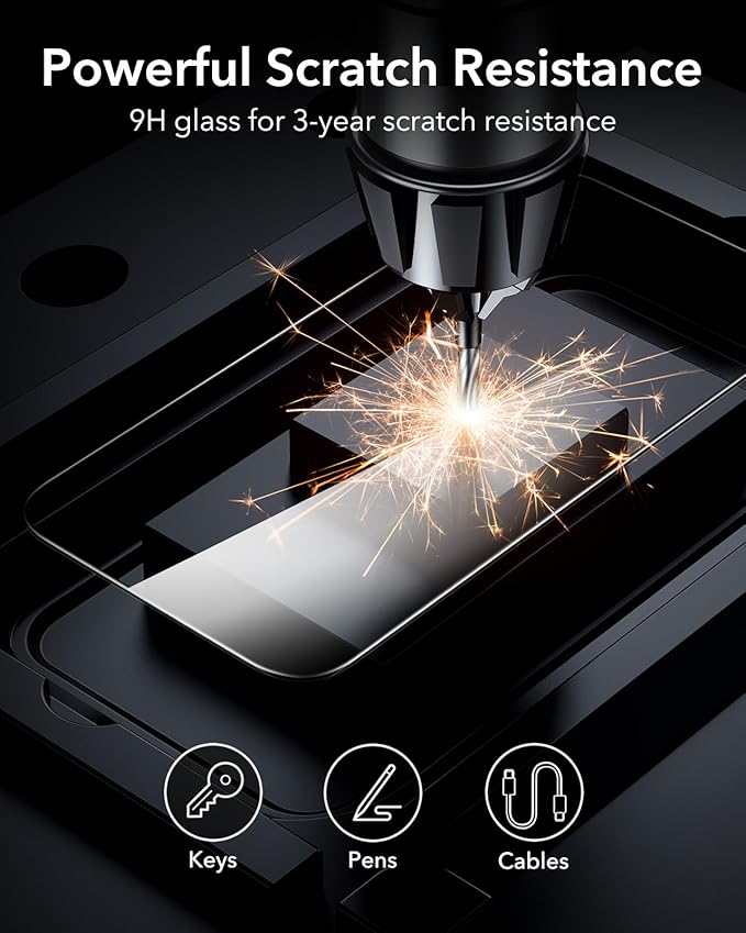 ESR 3 Pack for iPhone 15 Pro Screen Protector, [9H Hardness] [Military Grade Shatterproof] Full Coverage Tempered Glass Film with Flawless Fit Tray, HD Clear, Scratch Resistant