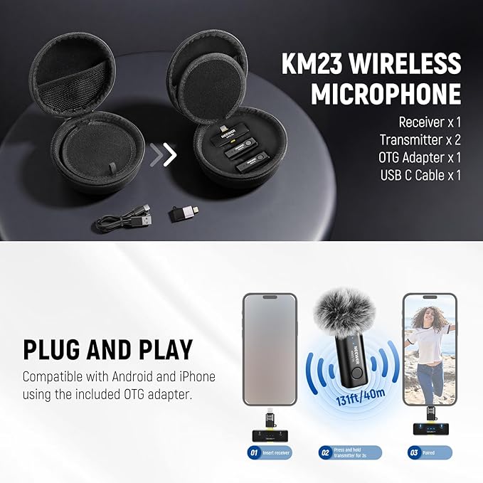 NEEWER Basics PA056 Vlogging Kit for iPhone Android Phone for YouTube TikTok Streaming Filmmaking Video Recording, Tripod + Microphone + LED Fill Light, Youtuber Starter Content Creator Essentials