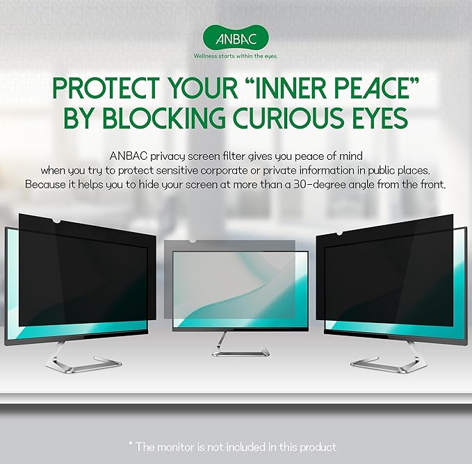 22 Inch Desktop Privacy Screen Shield for 16:10 Wide Monitor - Anti Glare Computer Privacy Screen Cover | Blue Light Blocking Screen Protector | Scratch Resistant UV Filter | Attachment Type