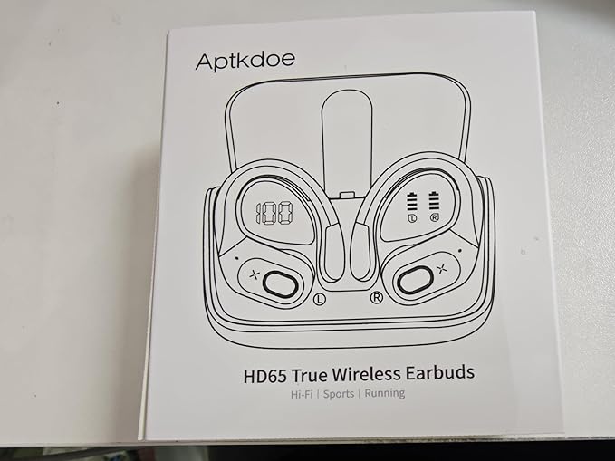 Wireless Earbuds 75hrs Bluetooth 5.4 Headphone Sport, 2025 Bluetooth Earbuds Stereo Deep Bass Over Ear Bud with Earhooks, ENC Noise Cancelling Mic, IPX7 Waterproof Earphone, Yellow