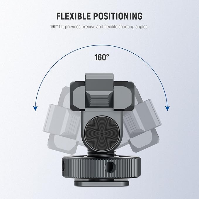 NEEWER Magnetic Mount Accessories Compatible with DJI Osmo 360 / Action 5 Pro / 4/3, Quick Release 160° Tilt Action Camera Adapter Mount with Cold Shoe, 1/4" Thread, AC012 Dark Gray