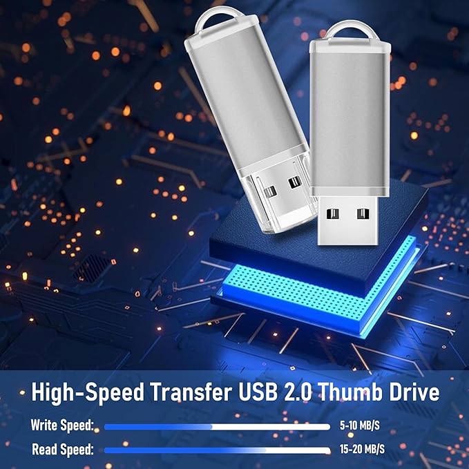 USB Thumb Drive 16GB Flash Drives 20 Pack, Nicepicten Memorias USB 2.0 Memory Stick FAT32 Flash Zip Drive 16 GB Jump Drives Multipack Pendrive with Landards and Lables (Sliver 16GB, 20 Pieces)