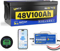 48V Lithium Battery Golf Cart Built-in BMS 200A Bluetooth, 48 Volt 100Ah Lithium Battery for Golf Cart with 15A Charger, Vibration-Resistant Structure, 10 Years Lifespan Deep Cycle 15000+
