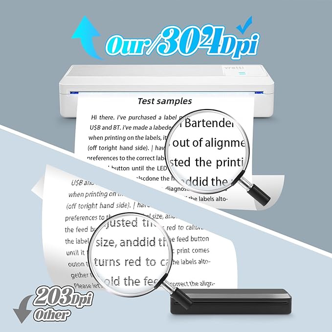vretti P83 Portable Printers Wireless for Travel, A4 Portable Thermal Printer, Mobile Inkless Printer Compatible with Phone & Laptop, Supports 8.5 x 11 US Letter for Car School Office Home Use, White