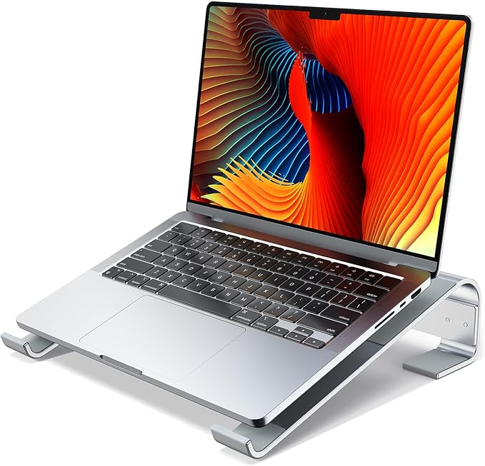 Laptop Stand for Desk, Aluminum Laptop Riser, Ergonomic Computer Stand Compatible with for MacBook Pro/Air, Dell, HP, Lenovo, 10-17.3'' (Silver)