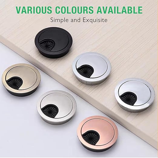2 Pcs Desk Grommet 2-3/8" / 60 mm, Desk Cord Hole Cover, Cable Grommet Metal Zinc Alloy Materilal, Desk Hole Grommet for Home & Office Pc, Detachable Cable Cord Organizer-Matte Silver