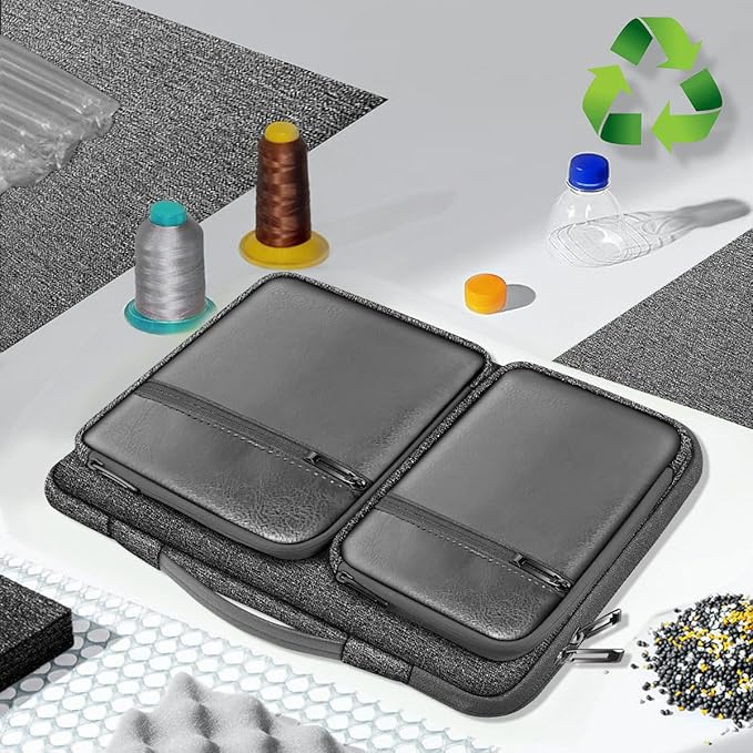 Hseok Laptop Case 15 15.6 16 inch Sleeve with Handle and Hidden Strap,Compatible with MacBook Pro 15.4 16, 360° Protective PC Briefcase with 4 Pockets for Laptop Accessory,Easy to Carrying,Silver gray