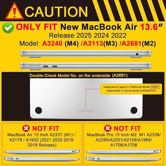 Batianda Case for New MacBook Air 13.6 inch 2025 M4 2024 2022 Release A3240 A3113 A2681 Model,Honeycomb Heavy Duty Protective Hard Shell with TPU Bumper Fold Kickstand & Keyboard Cover, Rock Gray