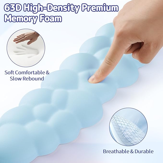 Cloud Wrist Rest Keyboard, Cloud Keyboard Wrist Pad Set with PU Leather Memory Foam, Cute Arm Rest for Palm Support, PC/Gaming Desk Accessories/Office Setup/Computer Hand Cushion - Blue