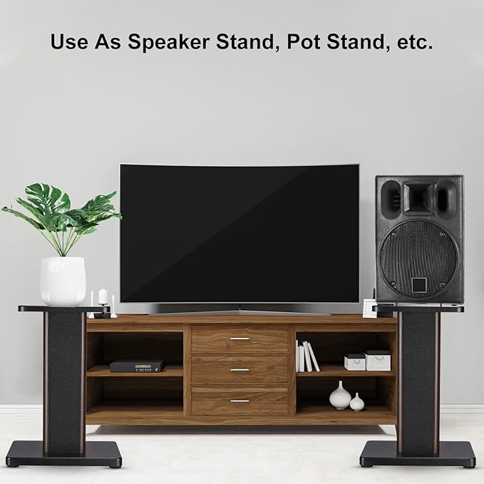 MECCANIXITY Wood Speaker Stands, 2 Pack 5.9 Inch (15cm) Universal Speaker Stand Hollowed Bases Enhanced Audio Listening for Home Theaters Cinema