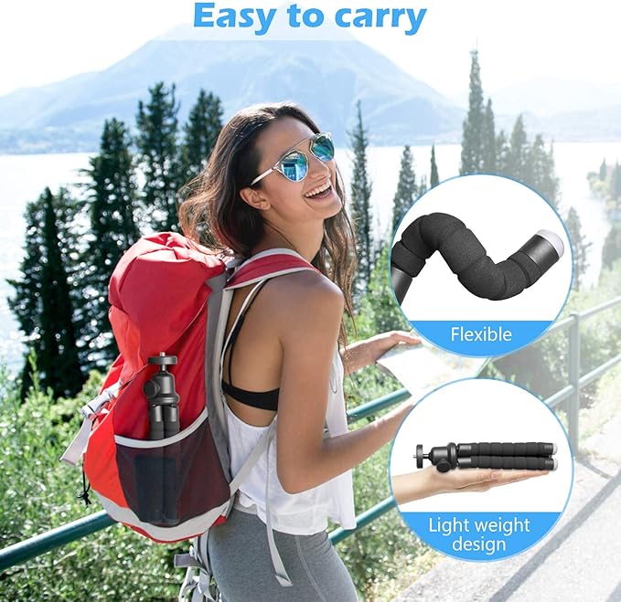 Ubeesize Phone Tripod, Portable and Flexible Tripods with Wireless Remote and Clip, Cell Phone Tripode Stand for Video Recording