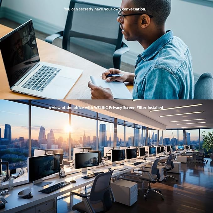 24 Inch - 16:9 Aspect Ratio - Computer Privacy Screen Filter for Widescreen Monitor - Anti-Glare - Anti-Scratch Protector Film - Protects Your Eyes from Harmful Glare and Blue Light