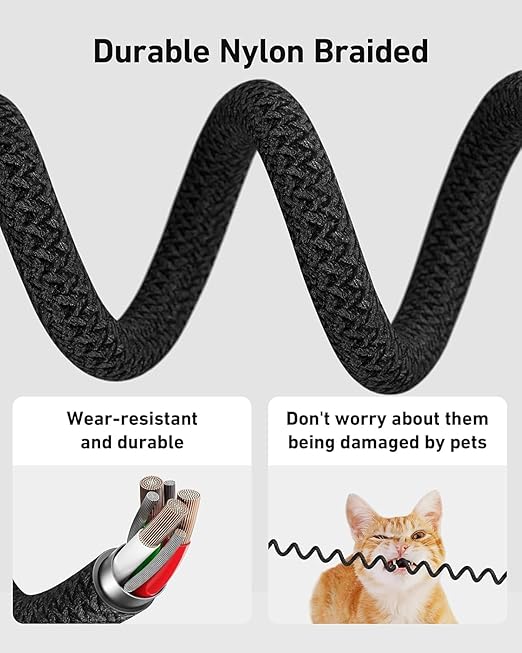 USB C to USB C Cable Coiled 6FT 2Pack, Braided Type C Charger for Car 66W Fast Charging Cord Compatible with iPhone 16 15, iPad, Samsung Galaxy, Google Pixel, Moto, LG, TCL Phones