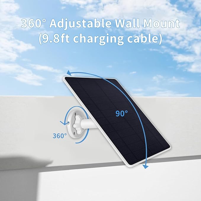 Solar Panel Charger for Ring Stick Up Cam, Stick Up Cam Pro, Ring Spotlight Cam Plus/Pro, 6W5V Fast Charging (2Pack)