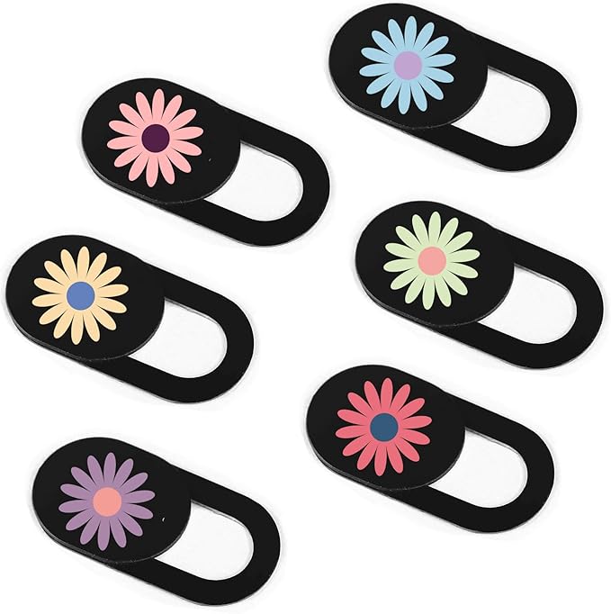 Laptop Camera Cover Slide 6 Pack Ultra Thin Slide Laptop Camera Cover for Echo Show, Cellphone, Computer, Tablet, Chromebook, PC - Daisy