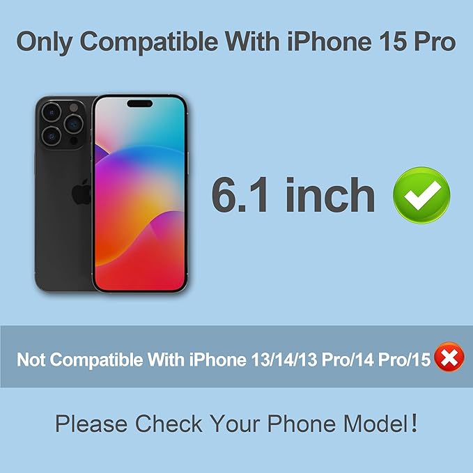 Compatible for iPhone 15 Pro Privacy Screen Protector Tempered Glass 6.1 Inch, Purple Gradient Anti Spy Anti Blue Light HD Easy Installation