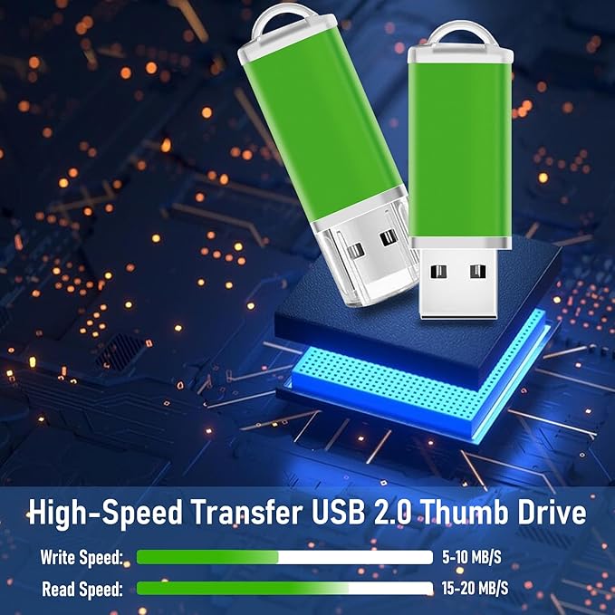 1GB Flash Drive 50 Pack USB 2.0 Flash Drives USB Bulk Thumb Drive Memory Stick Fat 1GB Jump Drives Multipack with Lanyard (Green 50 Packs 1 GB)