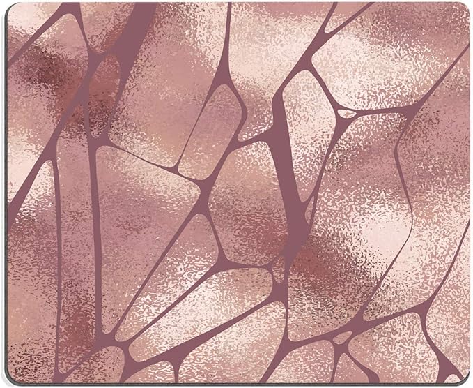 Rose Gold Marble Mouse Pad with Irregular Geometric Design - Gaming Mouse Mat with Waterproof Square Surface, Non-Slip Rubber Base for Office, Home, Laptop, Travel - 9.5"x7.9"x0.12" Inch