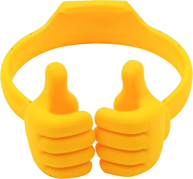 Honsky Thumbs-up Cell Phone Stand Holder, Tablet Stand Cradle for Desk Desktop Smartphone Cellphone Mobile Phone Tablets – Universal Adjustable Flexible,Yellow