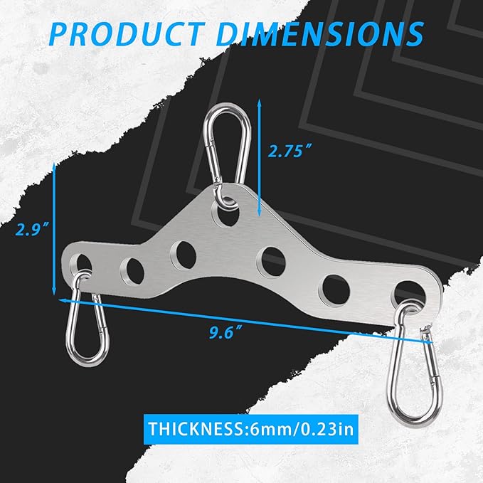 Double to Single Adaptor Plate for Cable Pulley Machines Durable Solid Stainless Steel with 3 Carabiners Suitable for Dual Cable Machines LAT Pulldown, Shoulder & Biceps Exercises
