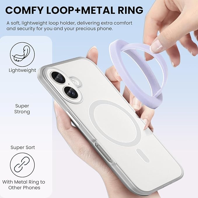 Magnetic Silicone Ring Grip Phone Holder, Loop Grip Phone Holder,Magnetic Phone Loop,Magsafe Phone Grip,Compatible with Magsafe for iPhone 16/15/14/13/12 Series (Purple)