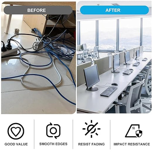 1-1/2" White Desk Grommet with Bi-Metal Hole Saw, JTemgle Plastic Cable Hole Cover Computer Table Cord Wire Organizer Caps, Desktop Cord Management for Home Office TV Stands Tabletops, 7 Pieces