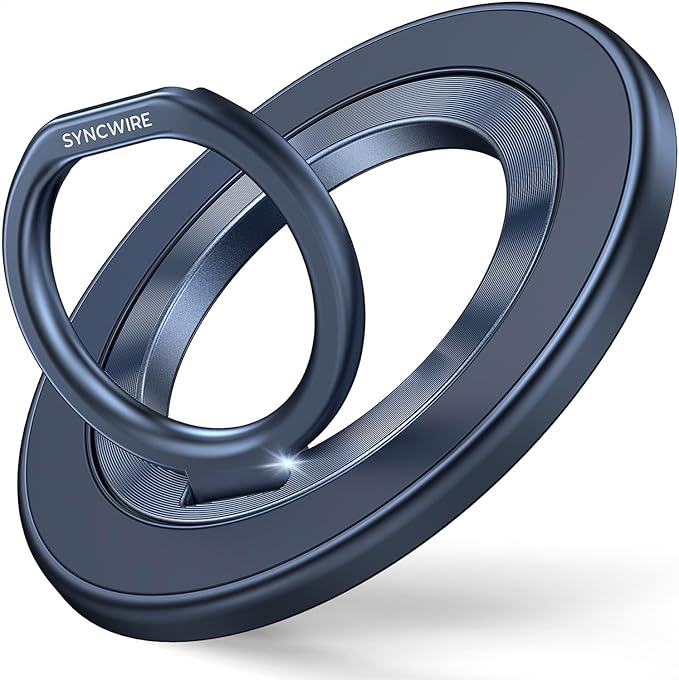 Syncwire Magnetic Phone Ring Holder for MagSafe, Magnetic Cell Phone Grip Ring Stand Finger Kickstand with Two-Sided Magnets Compatible with iPhone 16 15 14 13 12 Pro Max
