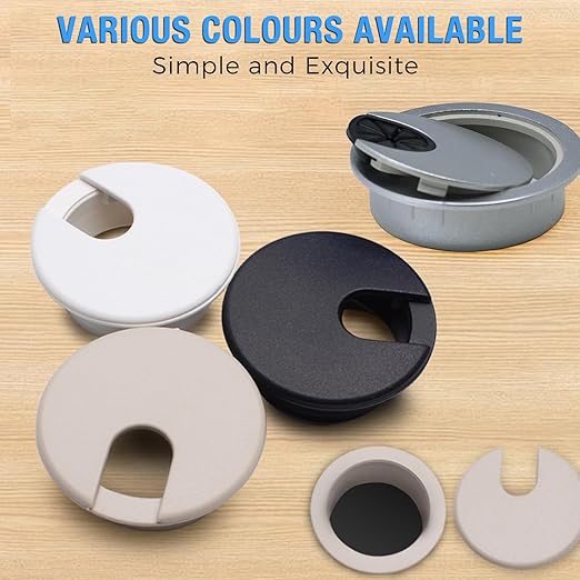 Desk Grommet 1-3/8" (35 mm), Desk Cord Hole Cover, Cable Grommet ABS Plastic, Desk Hole Grommet for Office and Home Table Cable, Detachable Cable Cord Organizer (White 4 Pcs)