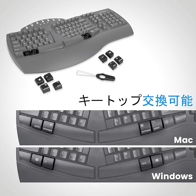 Perixx Periboard-612B Wireless Ergonomic Split Keyboard with Dual Mode 2.4G and Bluetooth Feature, Compatible with Windows 10 and Mac OS X System, Black, US English Layout