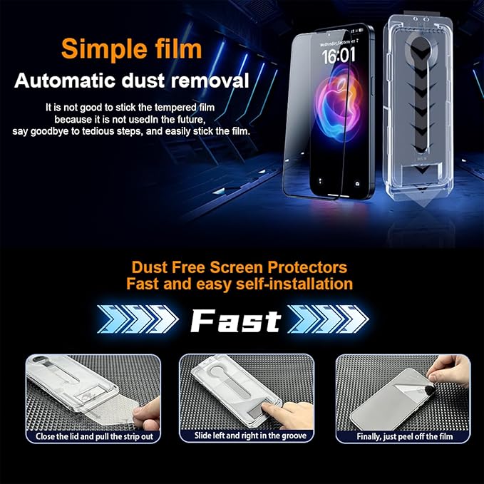 OneFish Privacy Screen Protector for IPhone 14 Pro Anti-Spy Tempered Glass Dust-Free Bubble-Free Anti-Fingerprint 9H Scratch Protection & Hassle-Free Installation Frame [2-Pack]