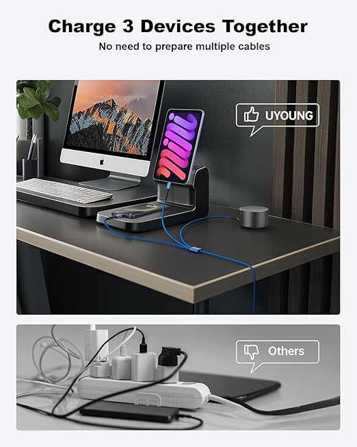 Multi Charging Cable 2Pack 6FT, 3 in 1 Charger Cable Braided Universal Phone Charging Cord with Lightning/Type C/Micro USB Ends, Multiple USB Cable for iPhone/Samsung/Google Cell Phones and More