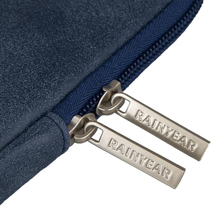 RAINYEAR 15 Inch Laptop Sleeve PU Suede Leather Case Padded Cover Water Resistant Carrying Computer Bag Compatible with 15.4 MacBook Pro/Air, Surface Laptop 3/4 15", New XPS 15 Touch(Deep Blue)