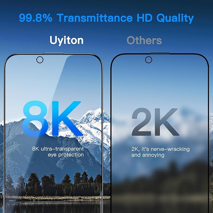 Uyiton Anti-Blue Light for iPhone 14 Plus/iPhone 13 Pro Max Screen Protector - Unbreak-Glass Easy to Install Full Coverage Case Friendly Scratch Resistance 9H Tempered Glass Screen Protector, 2 Pack