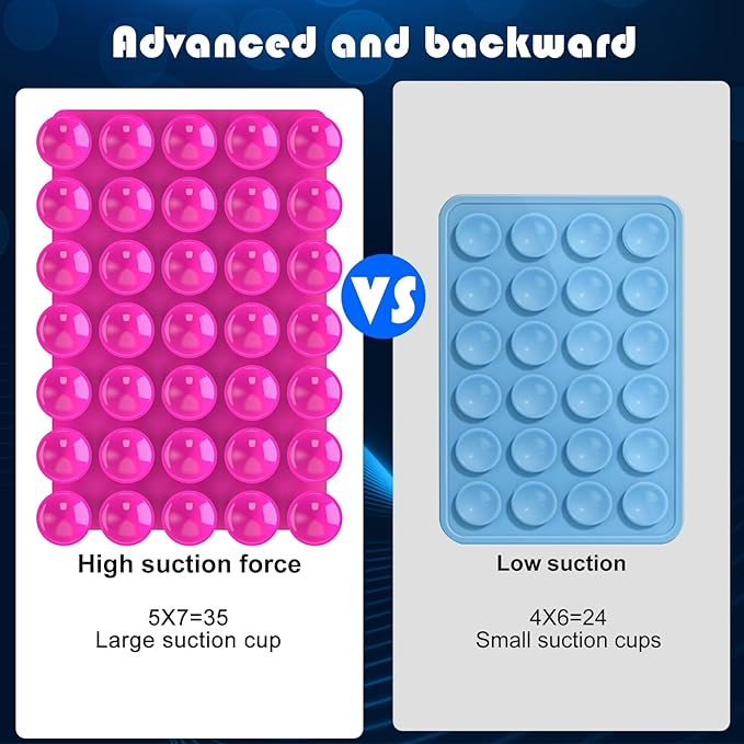 2024 Upgrade 2PCS Silicone Suction Cup Phone Case Adhesive Mount,Adhesive Grip, Sticky Suction Cup Phone Holder & Suction Phone case Holder TikTok & Selfies (Hot Pink, 5x7 Single Sided)