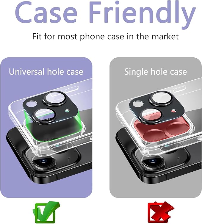2 Pack Camera Lens Protector for iPhone 14 / iPhone 14 Plus,[Not Easy to Breakn ] AR Tempered Glass Strong Adsorption Metal Camera Cover Screen-blue