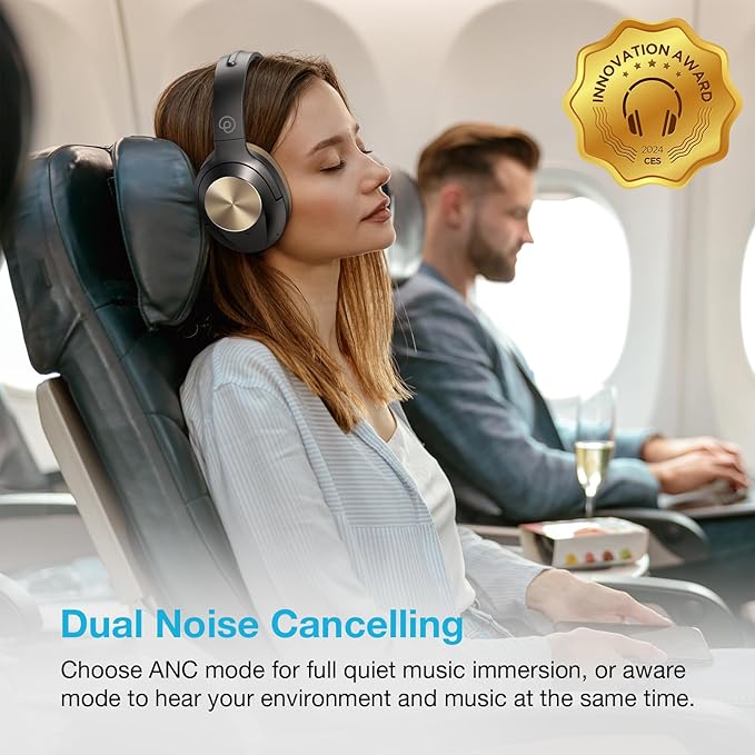 Upgrade Pro‑Level Hybrid Active Noise Cancelling Headphones with HD Sound, Wireless Bluetooth Headphones Over The Ear Unequaled Comfort, Vivid Deep Bass, for Home Office Travel Birthday Gift