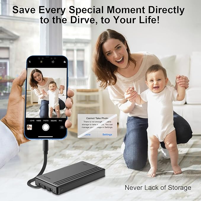 ySky 2TB External Hard Drive for iPhone & iPad,MacBook,Windows Computer,USB C Android Phones:Photo Stick USB Flash Drive to Backup Photo| Video | Music| File(MFi Certified)