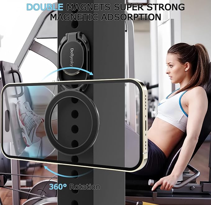 Magnetic Phone Ring Holder with Magsafe, Double Adjustable Gym Finger Ring Grip, Removable Phone Grip, for iPhone, iPad and Smartphones, Compatible with Magnetic Car Mount (Colorful)
