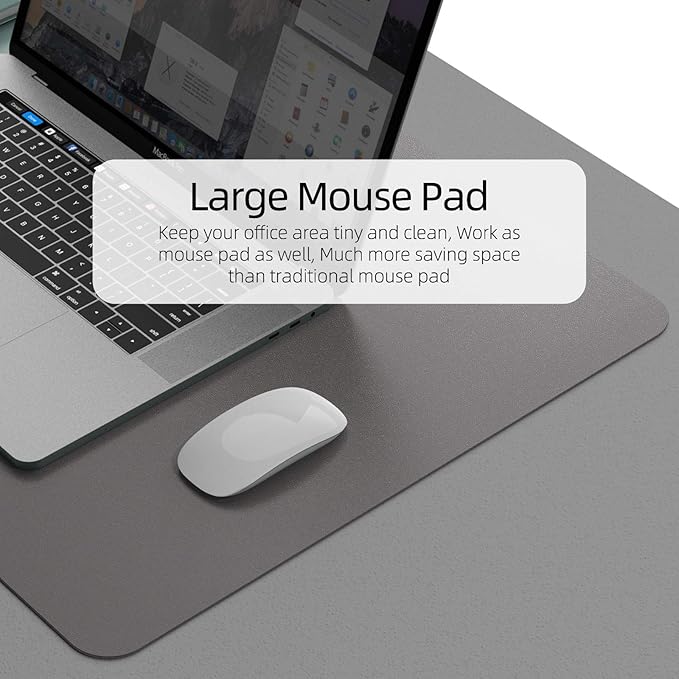 YSAGi Desk Pad, Dual-Sided Desk Mat, 31.5" x 15.7" Laptop Leather Desk Pad Protector, Large Leather Desk Blotter, Waterproof Desk Writing Pad for Office and Home (Dark Grey, 31.5" x 15.7")