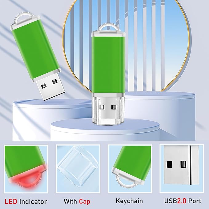 USB Thumb Drive 4GB Flash Drive 20 Pack Nicepicten FAT32 Zip Drive USB 2.0 Flash Drives Jump Drive Multipack Memory Stick Pendrive for Events Office Shared Data Storage, Green 20PCS 4GB