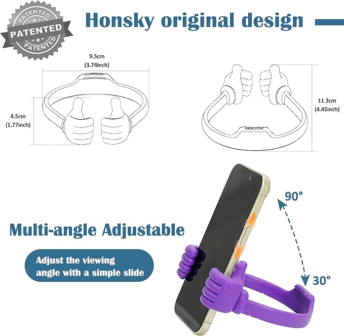 Honsky Thumbs-up Cell Phone Stand Holder, Tablet Stand Cradle for Desk Desktop Smartphone Cellphone Mobile Phone Tablets – Universal Adjustable Flexible, Deep Red