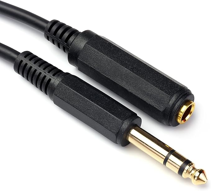 Disino 15FT 1/4 Inch Male to Female Stereo Extension Cable Gold Plated Quarter inch Headphone Extension Cable Cord