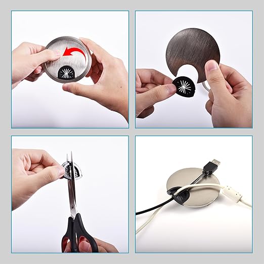 Desk Grommet 3-1/8 Inch 80mm, Zinc Alloy Computer Desk Wire Hole Cover, Office Desktop Cord Cable Hole Metal Ring, Brushed Silver
