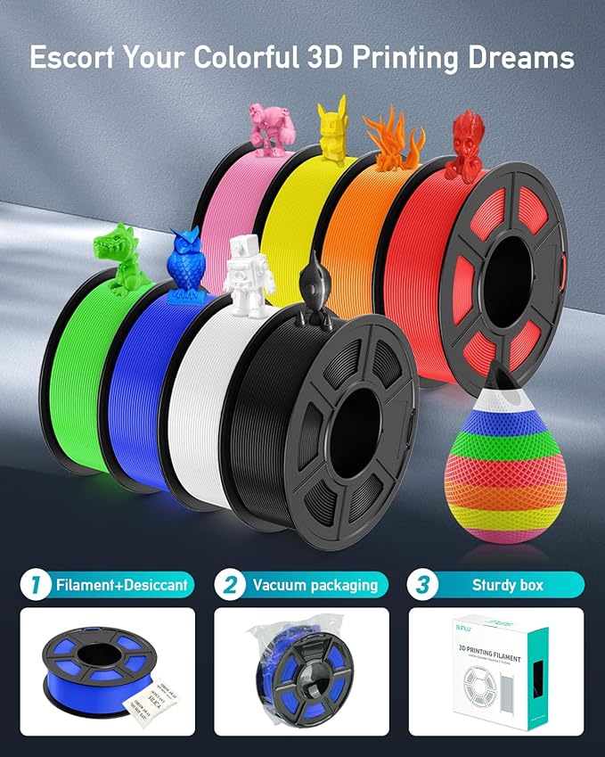 SUNLU Large Spool 5KG PETG Filament, 3D Printer Filament PETG 1.75mm, Less Stringing Good Layer Adhesion High Toughness, Big Roll Filament, 5kg Spool(11 lbs), White