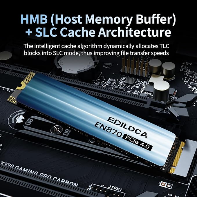 4TB SSD NVMe M.2 2280 PCIe Gen4 x4 Internal Solid State Drive - Up to 7300MB/s, 4TB SSD PS5 Dynamic SLC Cache, PS5 Compatible for Gaming PC Laptop(EN870)