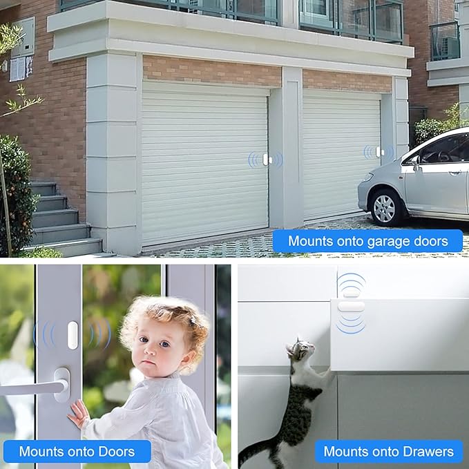 WiFi Door Sensor: Smart Door Open/Closed Detectors, Wireless Window Sensor with App Notification Alert, Contact Sensor for Home Security, Compatible with Alexa Google Assistant (1pack)