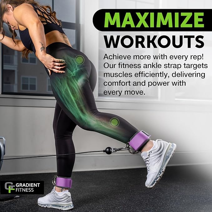 Gradient Fitness Ankle Straps (2 Pack) | Ankle Strap for Cable Machine, Ankle Bands for Working Out, Cable Ankle Strap