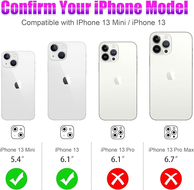 AGVEE 3+3 6 Pack for iPhone 13 6.1 inch / 13 Mini 5.4 inch Camera Lens Protector, Bling Diamond & Bling Glitter Metal Ring 9H Tempered HD Glass Camera Protector Cover Film, Bling-Silver