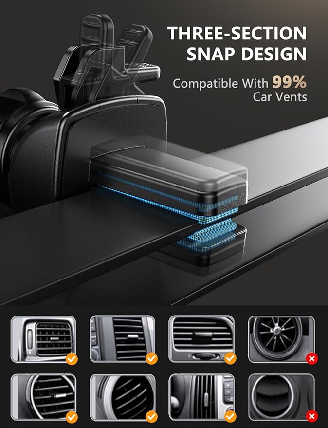 Wireless Car Charger, 15W Fast Charging Auto Clamping Car Charger Cell Phone Holder Mount Vent for iPhone 15 14 13 12 Mini Pro Max 11 XR, Samsung Galaxy S23 Ultra S22 S21+ Note 20, etc - Red